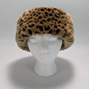 Betmar New York 75th Anniversary Faux Fur Leopard Print Trim Hat Pill Box Hat